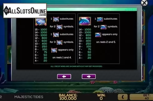 Paytable . Majestic Sea 2 from High 5 Games