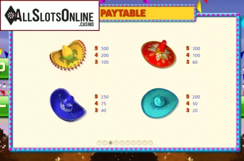 Paytable 1. Mariachi Mayhem from The Games Company