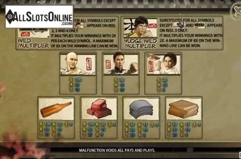 Paytable screen 1. Martial Art Master from Iconic Gaming