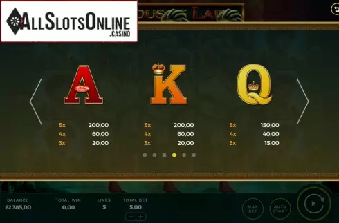 Paytable 2. Meduza's Liar from Bally Wulff