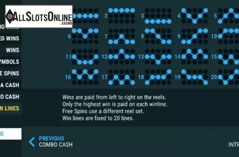 Paylines. Mega Combo Cash (Slot Factory) from Slot Factory