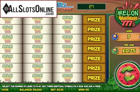 Game screen. Melon Madness 777's from gamevy