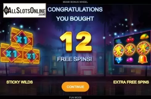 Free Spins screen 2. Miami Bonus Wheel from Kalamba Games