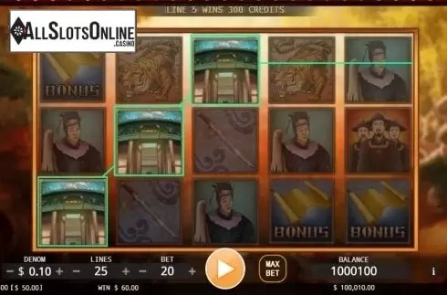 Win screen. Ming Imperial Guards from KA Gaming