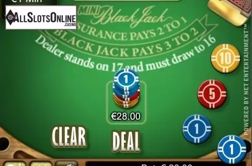 Game Screen. Mini Blackjack (NetEnt) from NetEnt