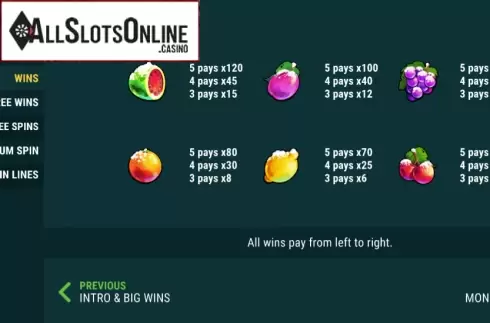 Paytable 2. Money Grows on Trees Christmas Edition from Slot Factory