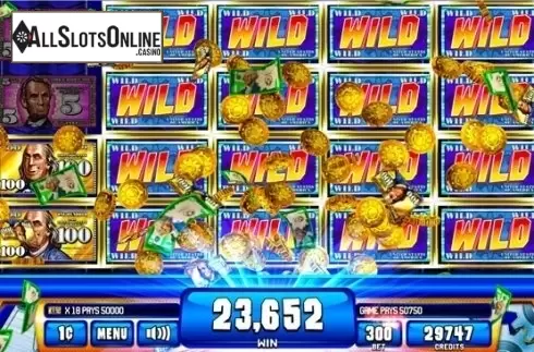 Win Screen. Money Roll Jackpot from Incredible Technologies