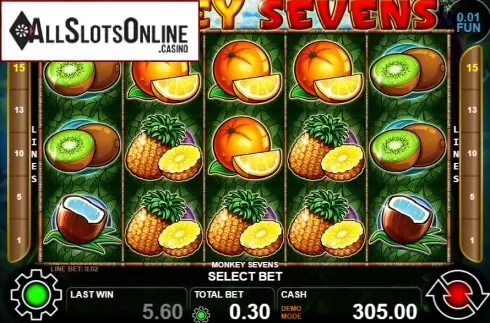 Reel screen. Monkey Sevens from Casino Technology