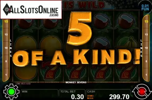 Win screen 1. Monkey Sevens from Casino Technology