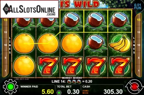 Win screen 2. Monkey Sevens from Casino Technology