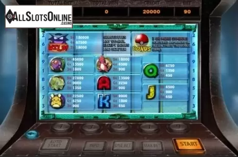 Paytable. Monsters (X Room) from X Room