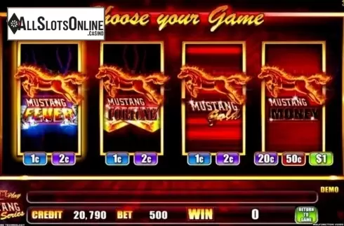 Intro Screen. MultiPlay Mustang Series from Ainsworth
