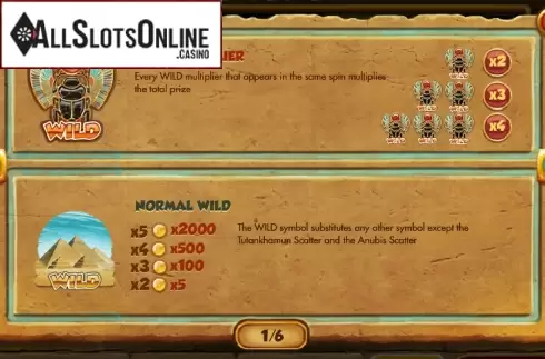 Paytable 1. Mysteries of Egypt from Red Rake