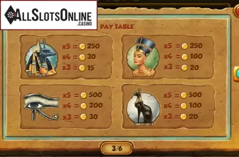 Paytable 3. Mysteries of Egypt from Red Rake