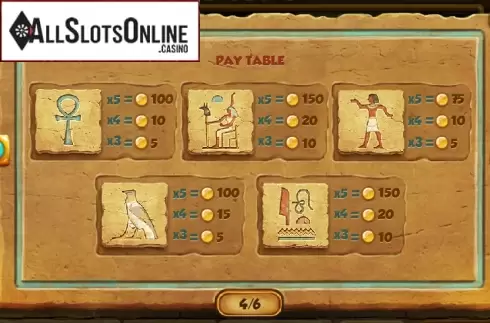 Paytable 4. Mysteries of Egypt from Red Rake
