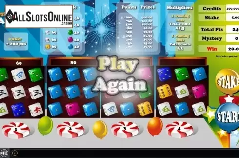 Win Screen. Mysterious Balloons Dice from GAMING1