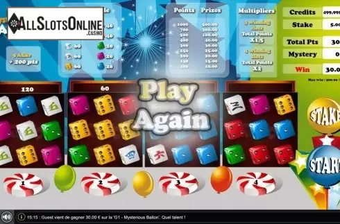 Win Screen 3. Mysterious Balloons Dice from GAMING1