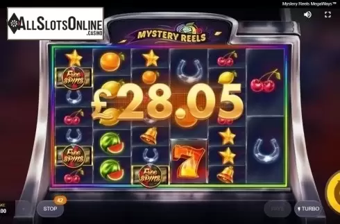 Win Screen. Mystery Reels Megaways from Red Tiger