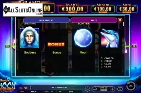 Paytable 1. Mystic Moon: Big Hit Bonanza from Ainsworth