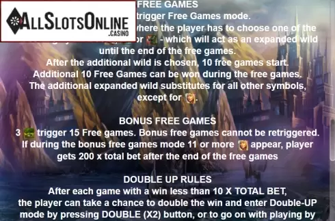 Paytable 4. Norse Queen from Casino Technology