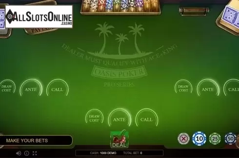 Reels screen. Oasis Poker Pro Series from Evoplay Entertainment