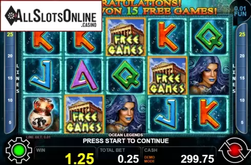 Win screen 1. Ocean Legends from Casino Technology