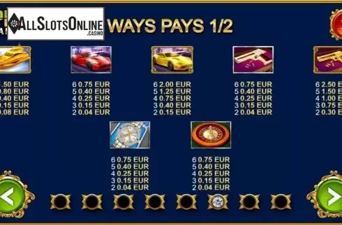 Paytable 1. Operation Diamond Hunt from Kalamba Games