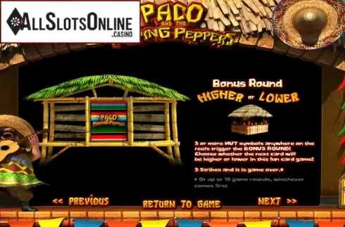 Paytable 4. Paco and the Popping Peppers from Betsoft
