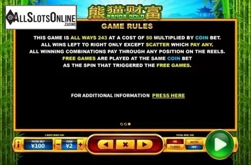 Paytable 3. Panda Gold (Skywind Group) from Skywind Group