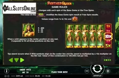 Paytable 2. Panther Queen from Pragmatic Play