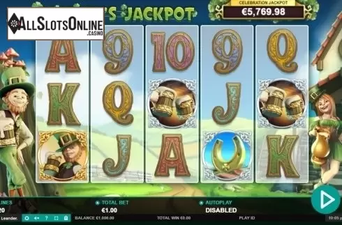 Reel screen. Patrick's Jackpot from Leander Games
