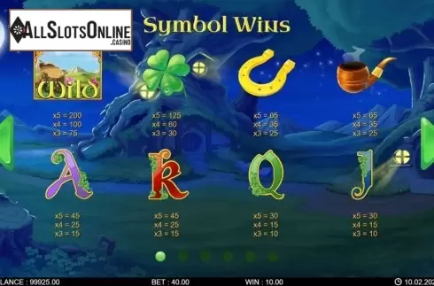 Paytable screen 1. Patric’s Riches from 7mojos