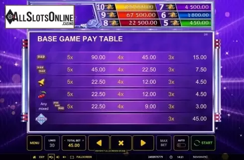 Paytable. Pay Day from Greentube