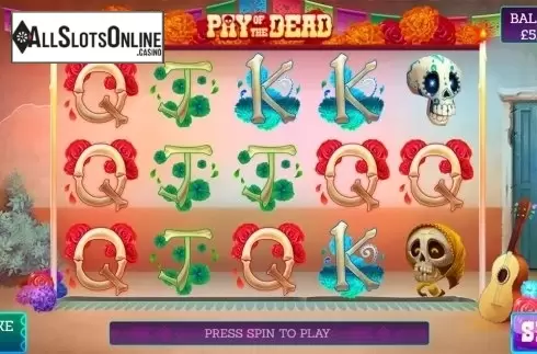 Reels screen. Pay of the Dead from Slingo Originals