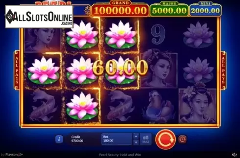 Win Screen. Pearl Beauty Hold and Win from Playson