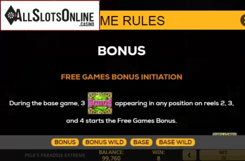 Paytable 1. Peles Paradise Extreme from High 5 Games
