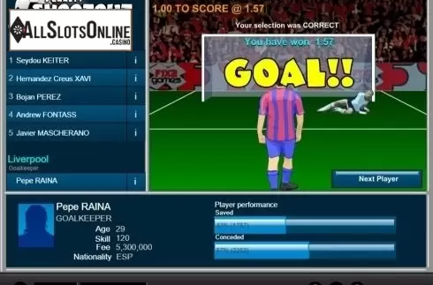 Game Screen. Penalty Shootout (1x2gaming) from 1X2gaming