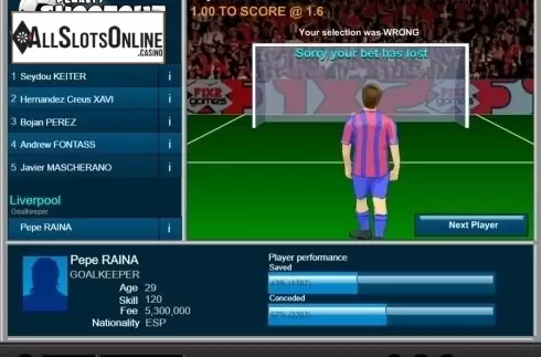 Game Screen. Penalty Shootout (1x2gaming) from 1X2gaming