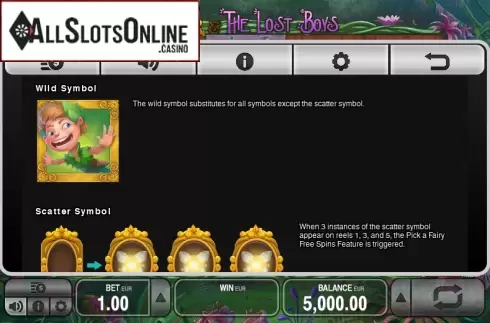 Paytable 3. Peter & the Lost Boys from Push Gaming