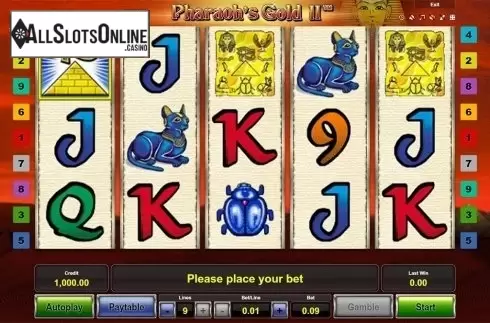 Reels screen. Pharaoh's Gold II from Novomatic