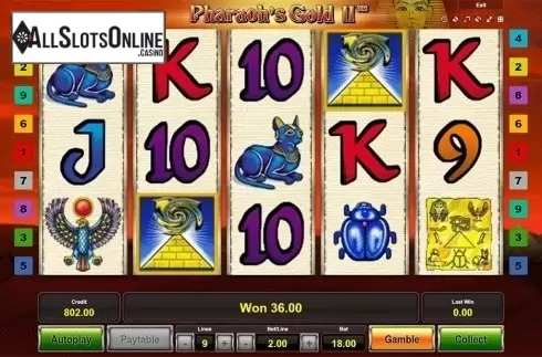 Win screen 2. Pharaoh's Gold II from Novomatic