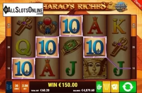 Win Screen. Pharao's Riches GDN from Gamomat