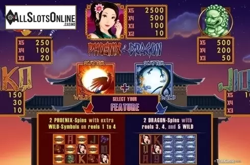Paytable 1. Phoenix & Dragon HD from Merkur