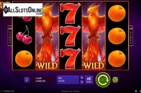 Reels screen. Phoenix Fire from Playson
