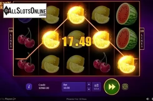 Win screen. Phoenix Fire from Playson