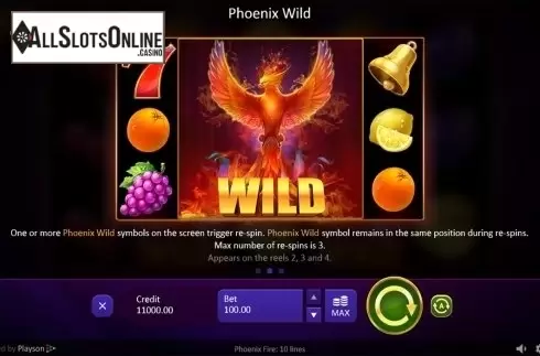 Paytable 2. Phoenix Fire from Playson