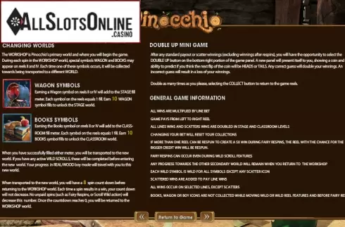 Paytable 3. Pinocchio (Betsoft) from Betsoft