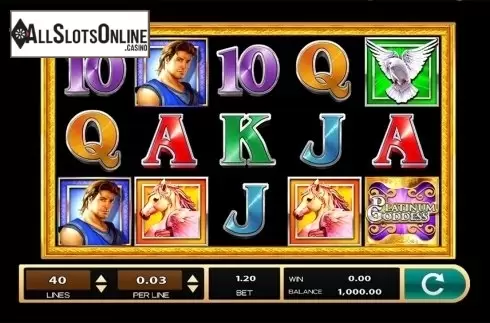 Reels screen. Platinum Goddess from High 5 Games
