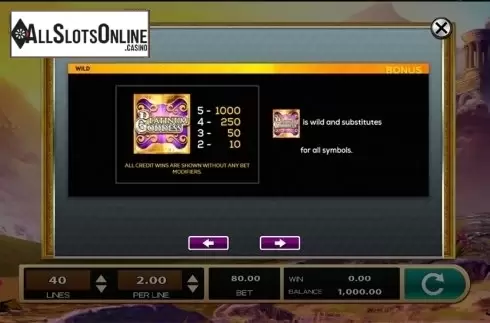 Paytable 3. Platinum Goddess from High 5 Games