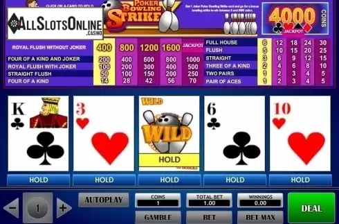 Game Screen. Poker Bowling Strike from iSoftBet